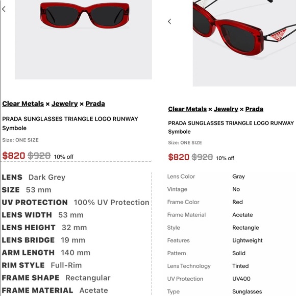 PRADA ULTRA COOL RED FRAMES &METAL ARMS THAT FEATURE THE SIGNATURE TRIANGLE LOGO main image 4